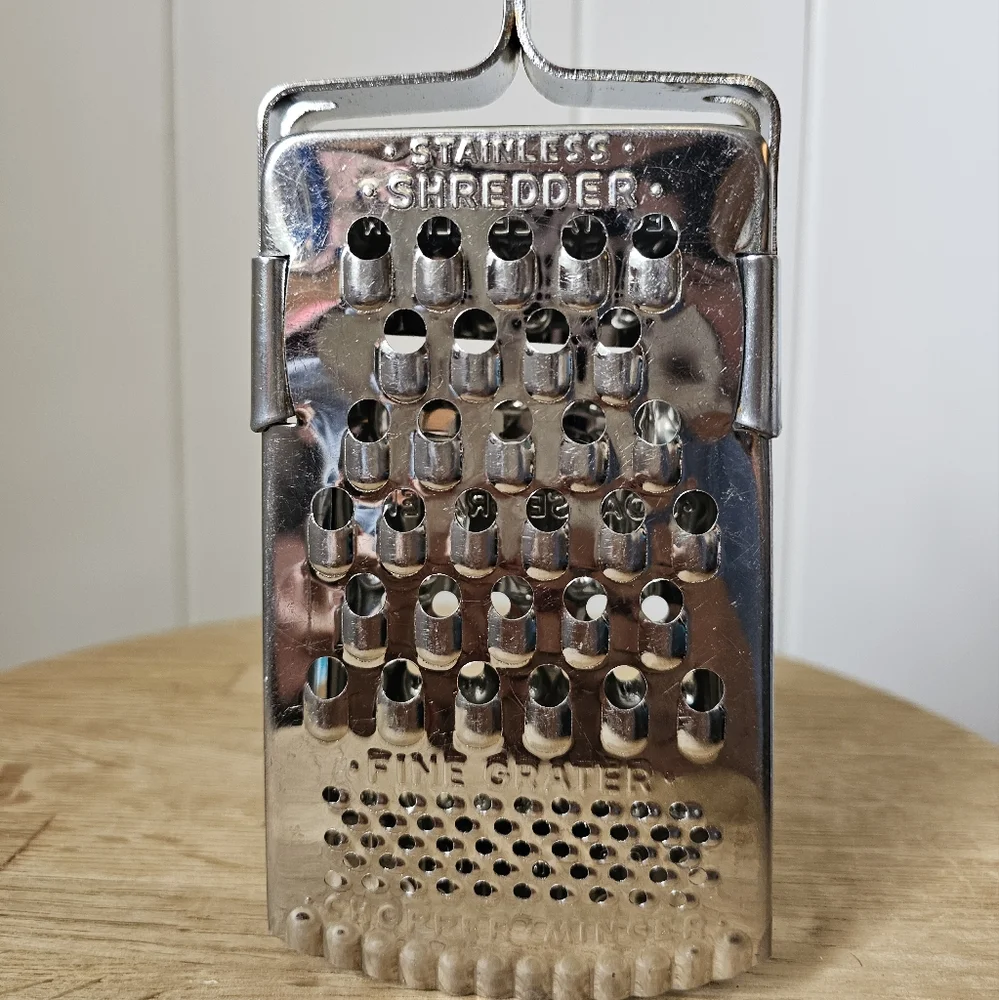 Vintage Stainless Steel Grater Vegetable Slicer Chopper Mincer Shredder Tool